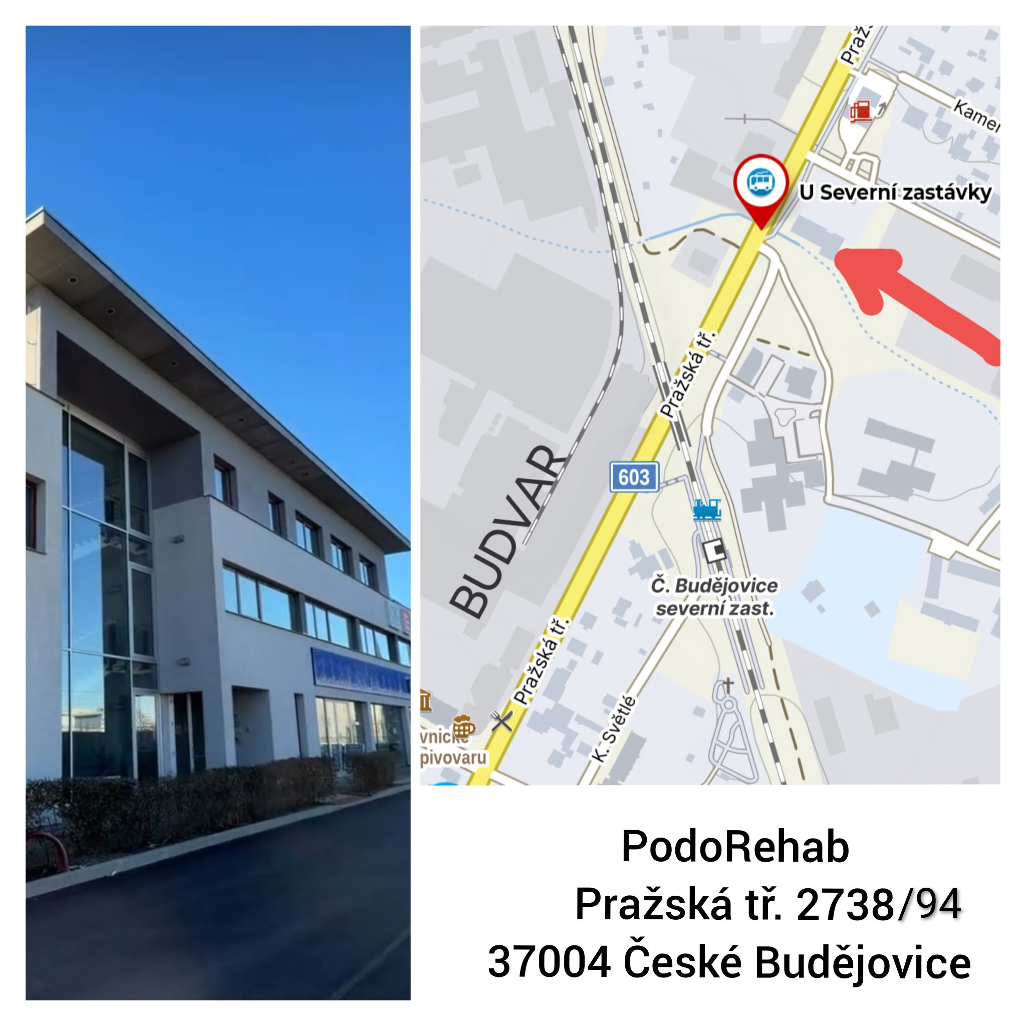 Mapa - Pedikúra České Budějovice - Pražská 2738/94, Taťána Konečná PodoRehab